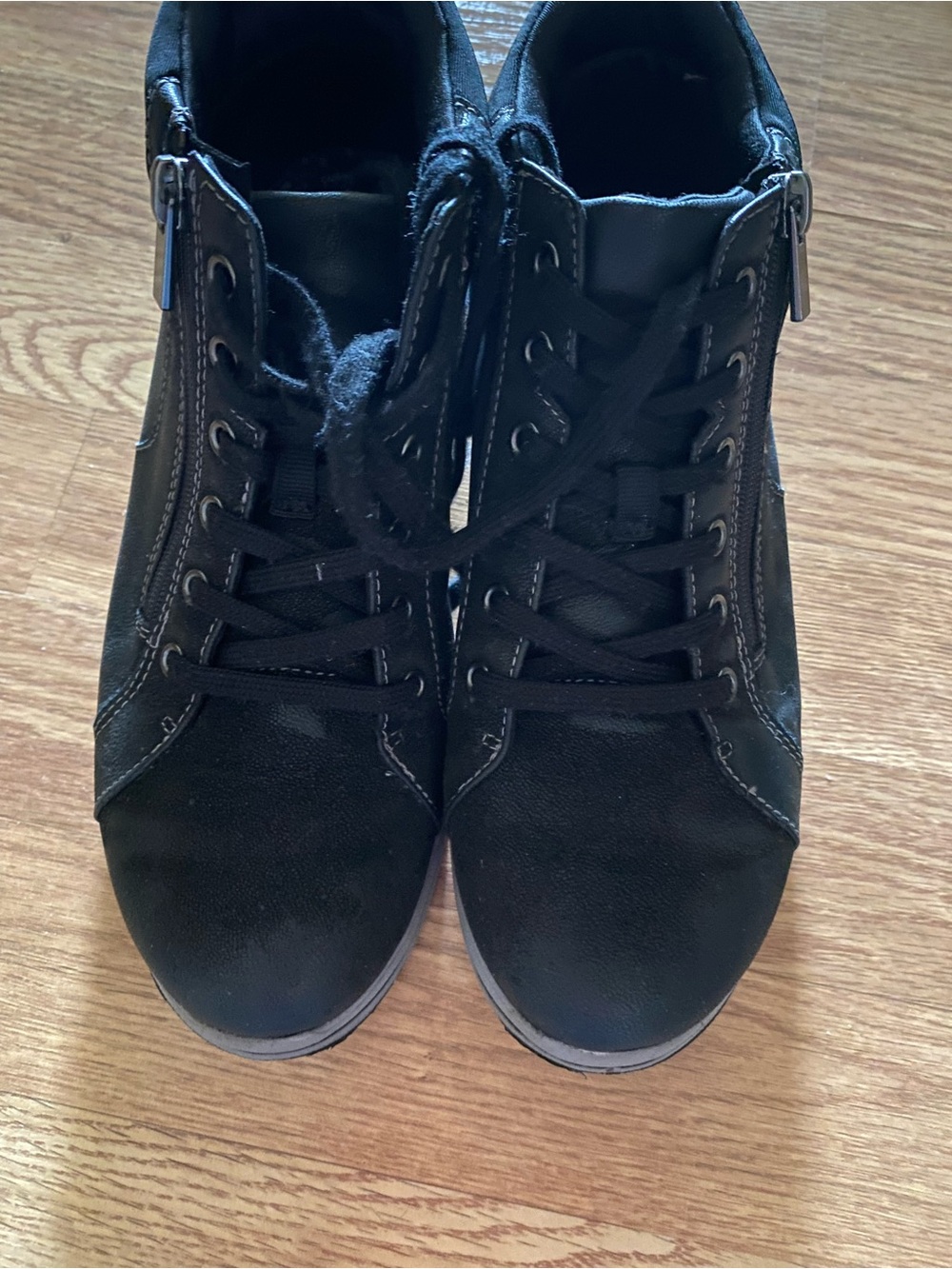 Cloudsteppers by Clarks Black Lace-Up Wedge Ankle Boots